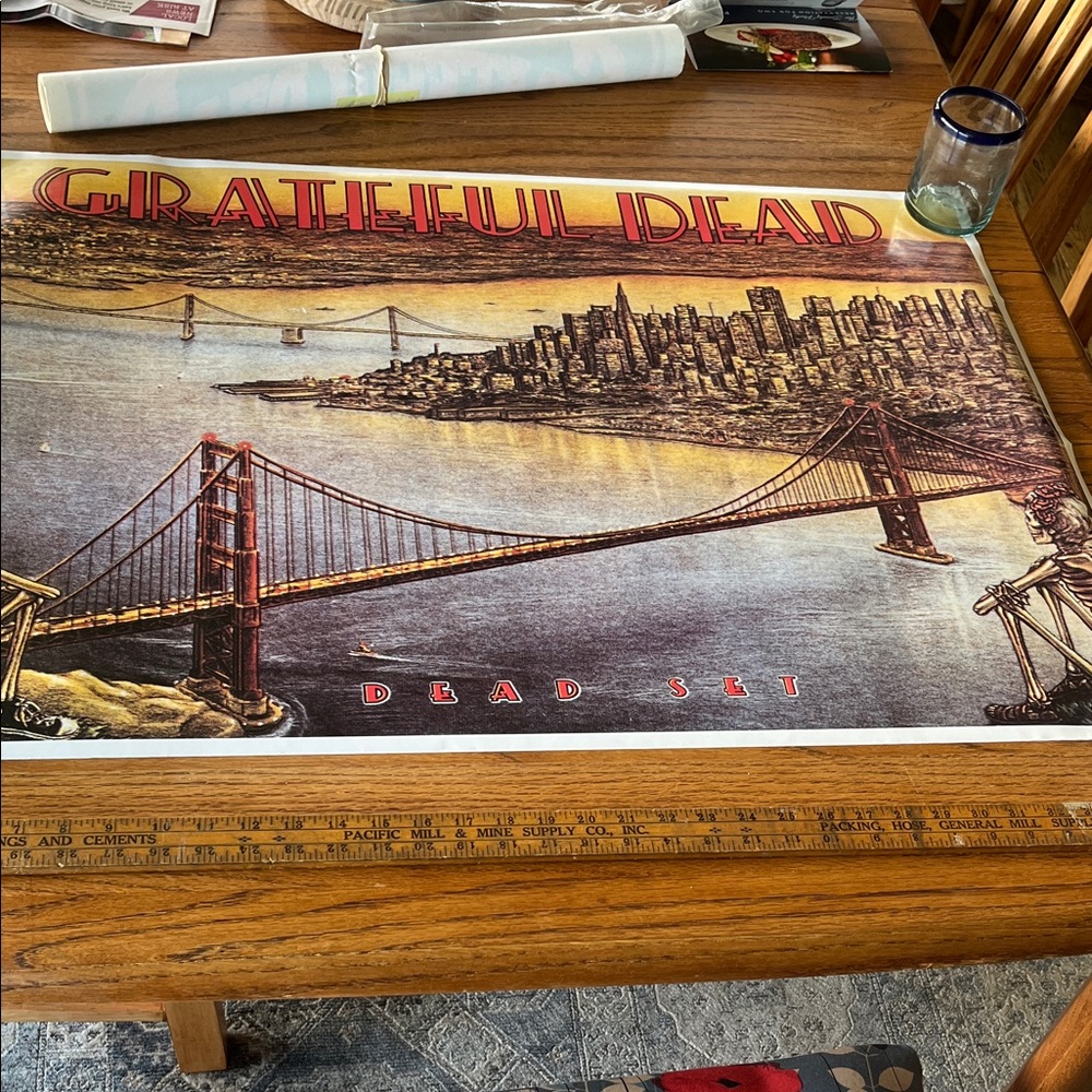 Grateful Dead Poster with Red and Gold Tones